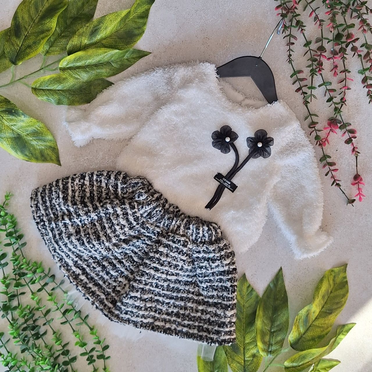 کراپ دامن دخترانه مجلسی گل